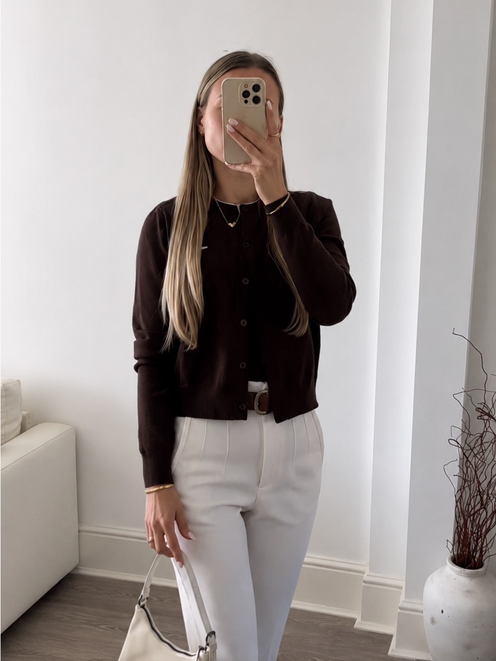 ZARA BNWT COMBINED KNIT CARDIGAN. BROWN 3920/051/700